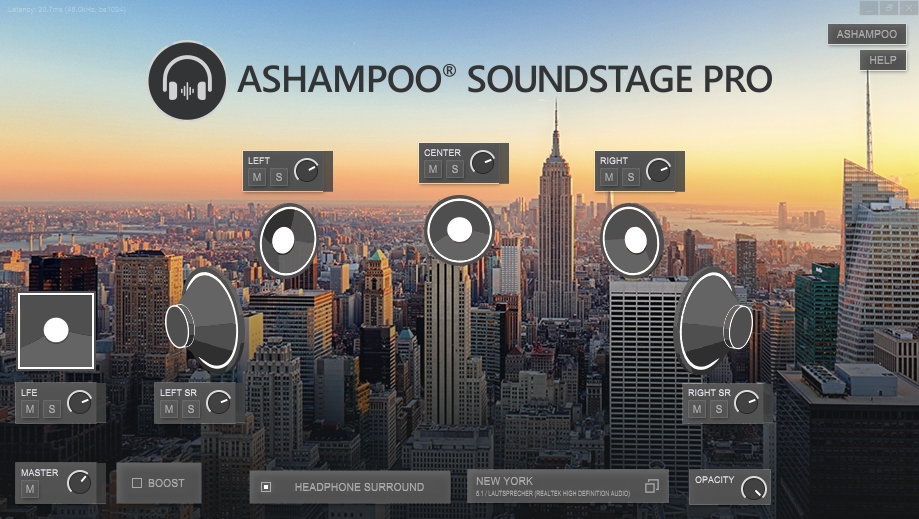 虚拟环绕音效卡Ashampoo Soundstage pro