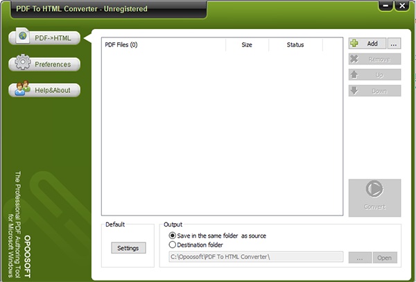 Opoosoft PDF To HTML Converter截图